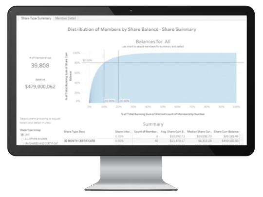 Distribution of Members by Share Balance Dashboard