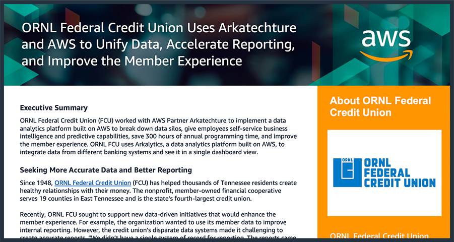 Arkatechture and AWS Improve the Member Experience with ORNL FCU